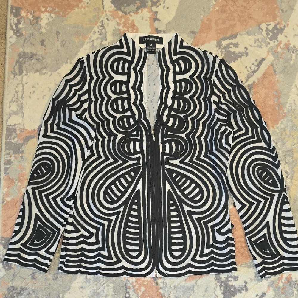 T&W Designs Black and White Psychedelic Blazer